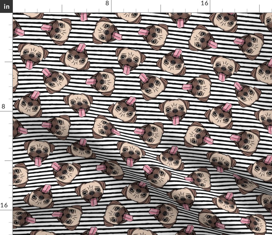 Happy Pugs - black stripes - cute pug dog breed - LAD19