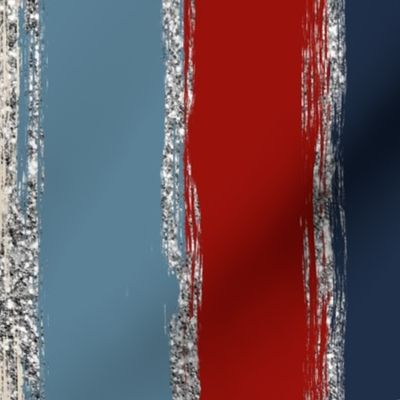 Painted Stripes in Blue, Red and Cream with Silver Glitter Rotated- large scale
