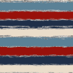 Painted Stripes in Blue, Red and Cream with Silver Glitter- large scale
