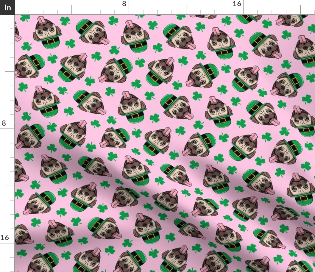 Patty's Pug - St Patricks Day Pugs - pink toss - LAD19