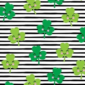 Cute Shamrocks - black stripe - St Patricks Day - LAD19
