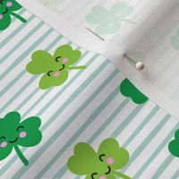 Cute Shamrocks - mint stripes - St Patricks Day - LAD19