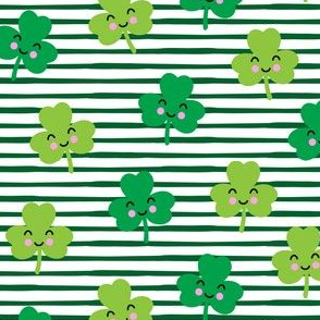 Cute Shamrocks - green stripes - St Patricks Day - LAD19