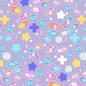 Stars and Medicine on Neutral Purple