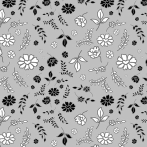 Mimi's Fleurs de Chintz #1 - silver grey, medium