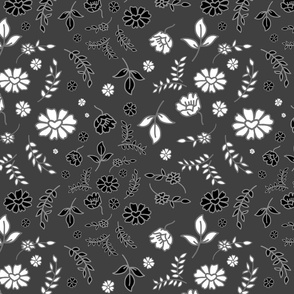 Mimi's Fleurs de Chintz #1 - charcoal grey, medium