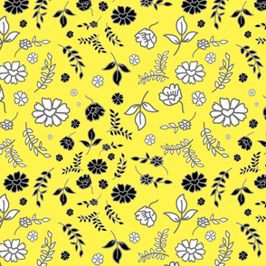 Mimi's Fleurs de Chintz #1 - lemon yellow, medium