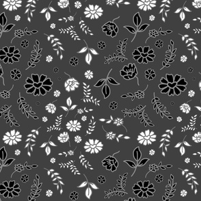 Mimi's Fleurs de Chintz #2 - charcoal grey, medium