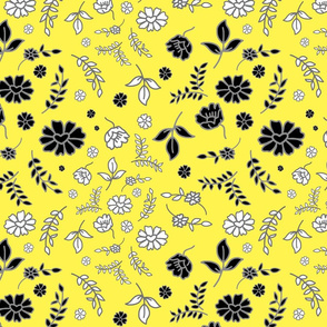 Mimi's Fleurs de Chintz #2 - lemon yellow, medium