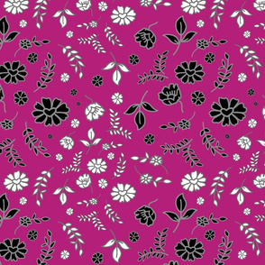 Mimi's Fleurs de Chintz #2 - boysenberry maroon, medium