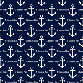 Nautical anchors navy and white fabric