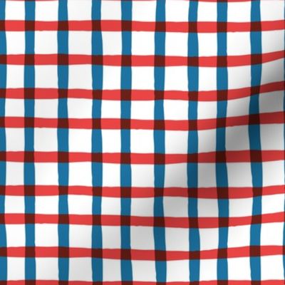 Wonky Plaid - Red, White and Blue Small