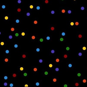 Multi-colored Rainbow Dots on Black (larger)