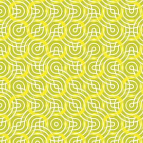 Truchet lines - curved abstract green-white-yellow small