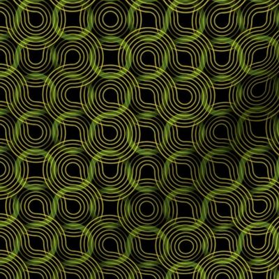 Truchet dark lines - curved abstract yellow-green-black small