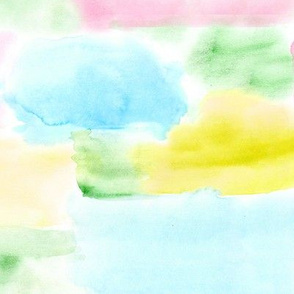 Watercolor texture in aqua, pink, green, mustard