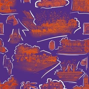 Purple and Orange Tigertown with White accent Large