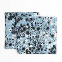 Black’n’white Asters (dusty blue) 24”