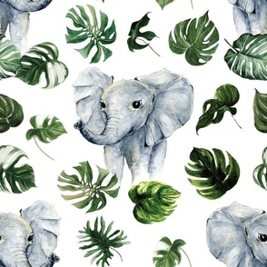 tropical watercolor elephant
