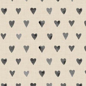 Charcoal Hearts on Bone Linen