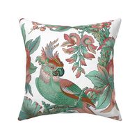 Edwardian Parrot ~  Tropical on White ~ Large