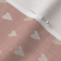 Pearl Hearts on Powder Blush Linen