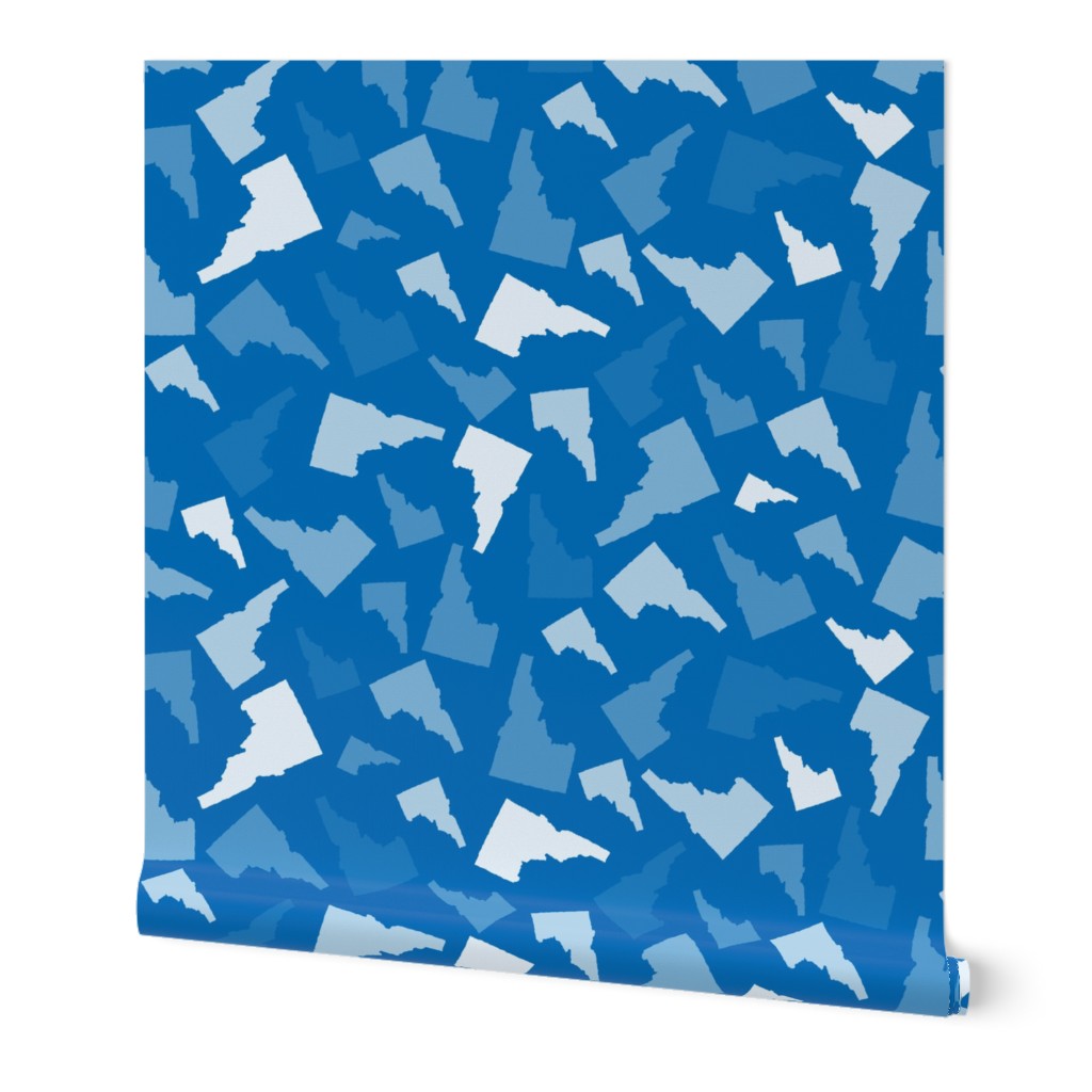 Idaho State Shape Pattern Blue and White