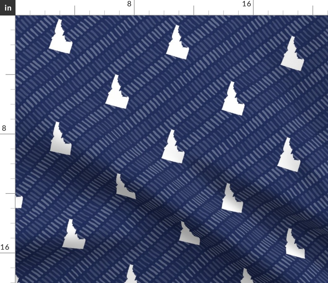 Idaho State Shape Pattern Navy and White Stripes