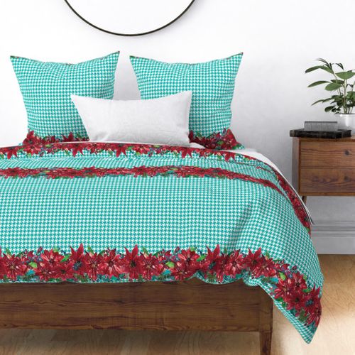 poinsetta border on houndstooth