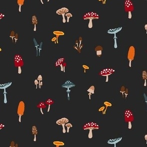 Colourful Toadstools - Tiny Scale (Black)
