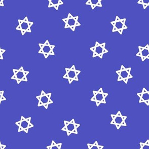 star of david fabric - jewish fabric, hanukkah fabric, - medium blue