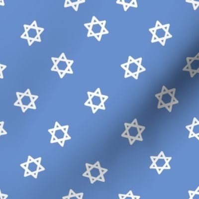 star of david fabric - jewish fabric, hanukkah fabric, - blue