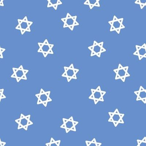 star of david fabric - jewish fabric, hanukkah fabric, - blue