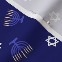 hanukkah fabric - blue fabric, jewish fabric, star of David fabric - navy