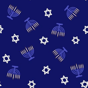 hanukkah fabric - blue fabric, jewish fabric, star of David fabric - navy
