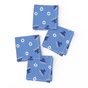 hanukkah fabric - blue fabric, jewish fabric, star of David fabric - blue