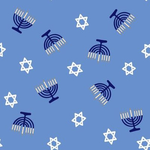 hanukkah fabric - blue fabric, jewish fabric, star of David fabric - blue