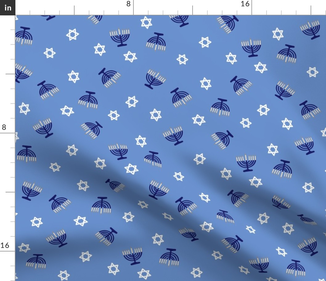 hanukkah fabric - blue fabric, jewish fabric, star of David fabric - blue