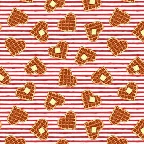 (small scale) heart shaped waffles - red stripes - valentines food - LAD19BS