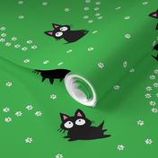 Black Cats are Lucky - Green