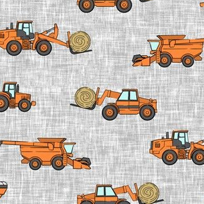 farming equipment - tractor farm - orange on grey - LAD19