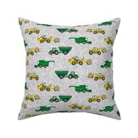 farming equipment - tractor farm - yellow and green on grey - LAD19