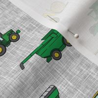 farming equipment - tractor farm - yellow and green on grey - LAD19