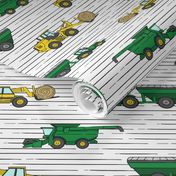 farming equipment - tractor farm - yellow green on stripes - LAD19