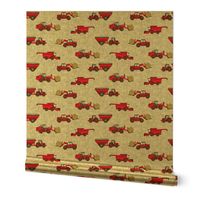 farming equipment - tractor farm - red on grey - LAD19