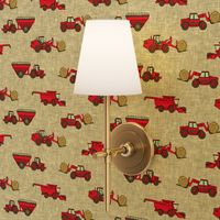 farming equipment - tractor farm - red on grey - LAD19