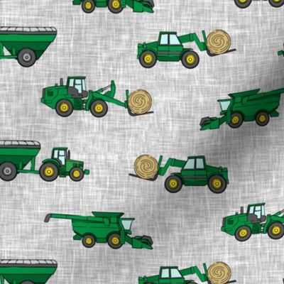 farming equipment - tractor farm - green  on grey - LAD19