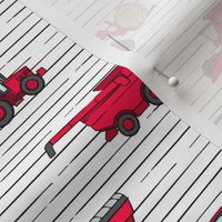 farming equipment - tractor farm - red on stripes - LAD19