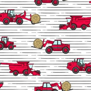 farming equipment - tractor farm - red on stripes - LAD19