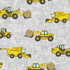 farming equipment - tractor farm - yellow on grey - LAD19